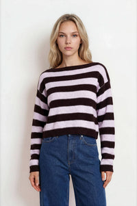 Leslie Burgundy Striped Long Sleeve