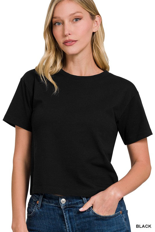 580 Basic Crop Tee + Black