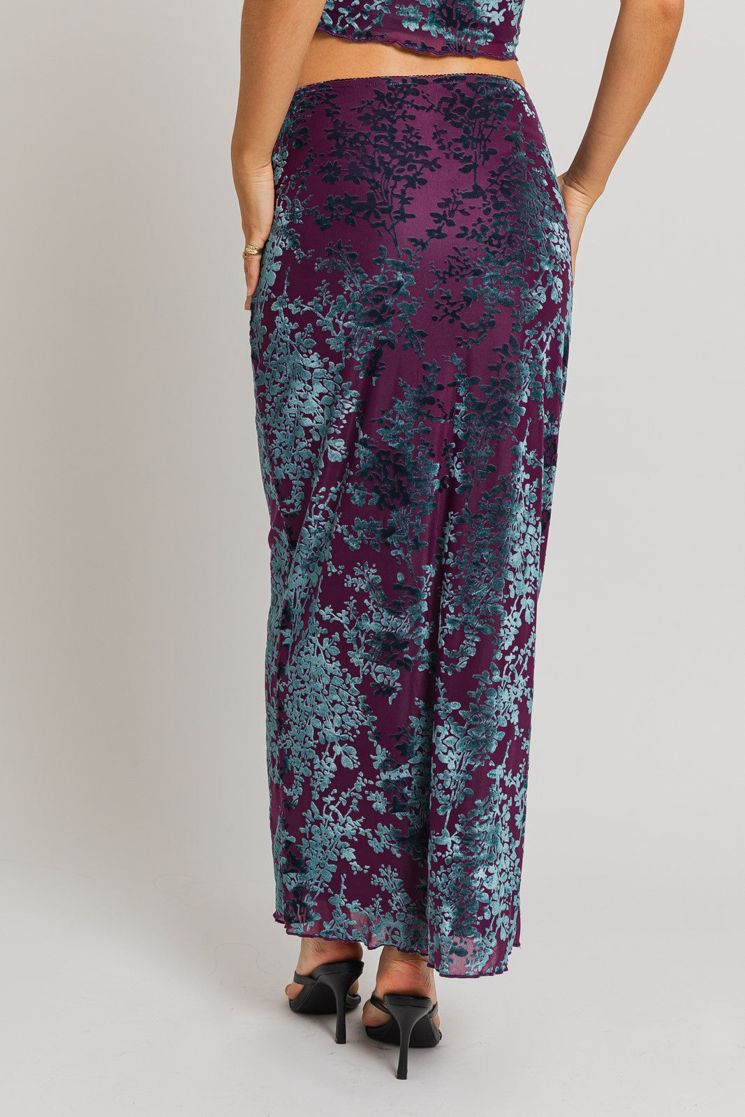 Purple Flocked Maxi Skirt