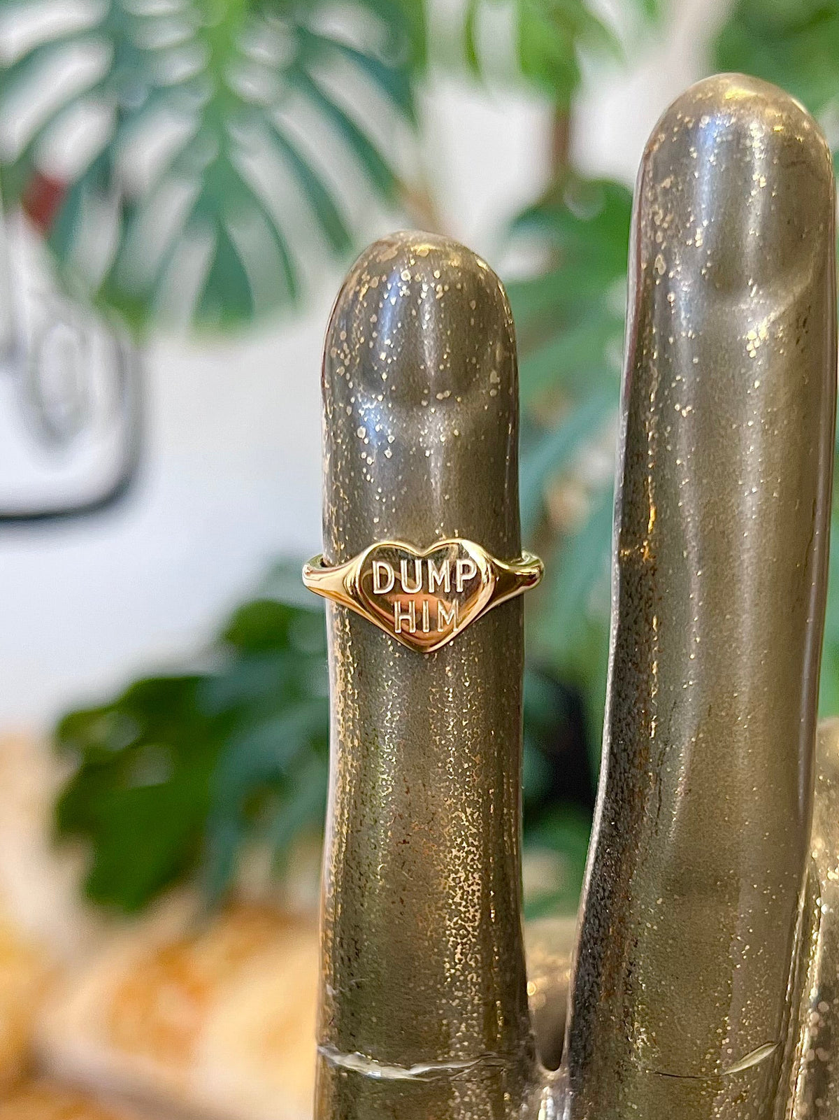 DUMP HIM 18K GP Heart Ring