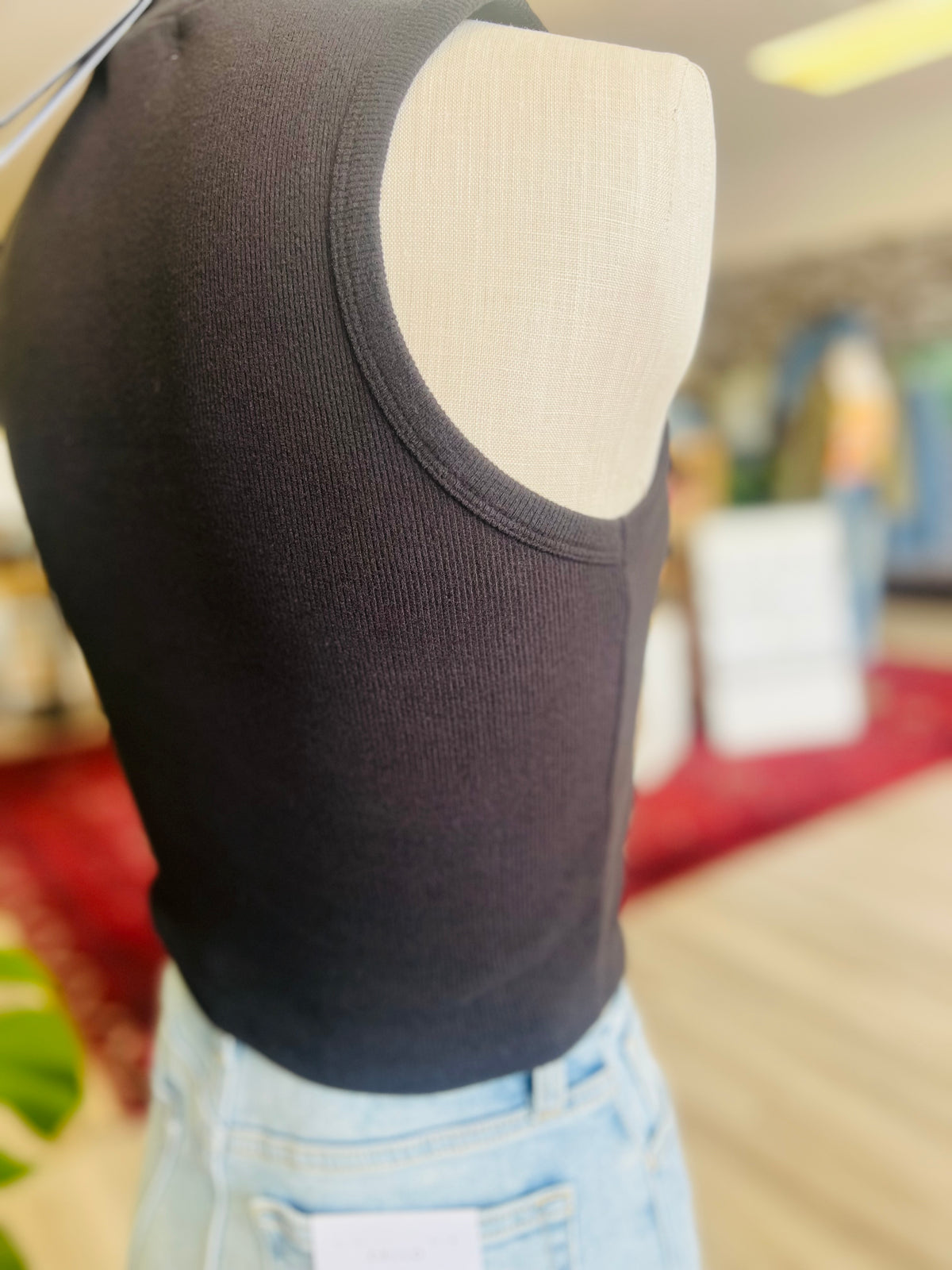 Soft Mock Neck Tank + Black