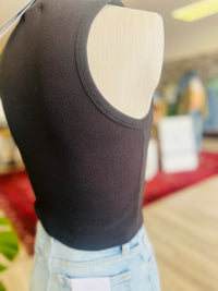 Soft Mock Neck Tank + Black