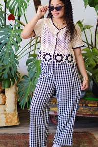 Daisy Hem Crochet Button Down Top