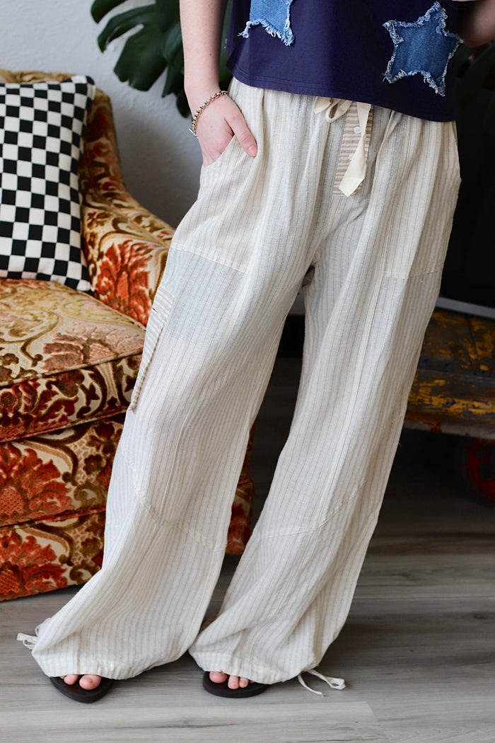 Celeste Striped Balloon Pants in Taupe