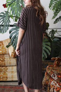 Wander Striped Dress in Brown