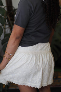 Darla Eyelet Mini Skirt in Cream