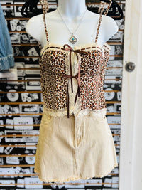 Leopard Lace Tie Top