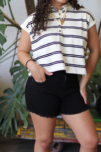 Ozzy Black Denim Shorts