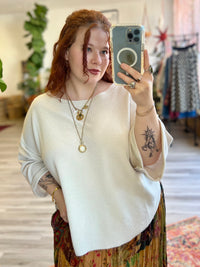 Curve + Holly Scoop Hem Top in Beige