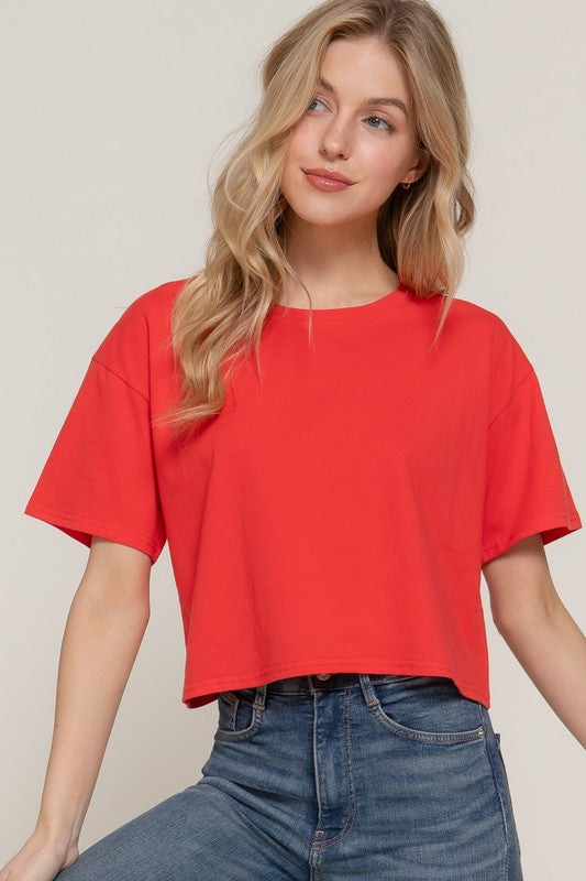 Robin Red Cropped Cotton Tee