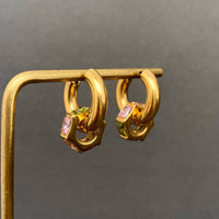Zircon Inlaid 18K Gold Plated Huggie Earrings