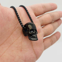 Stainless Steel Skull Necklace + Black