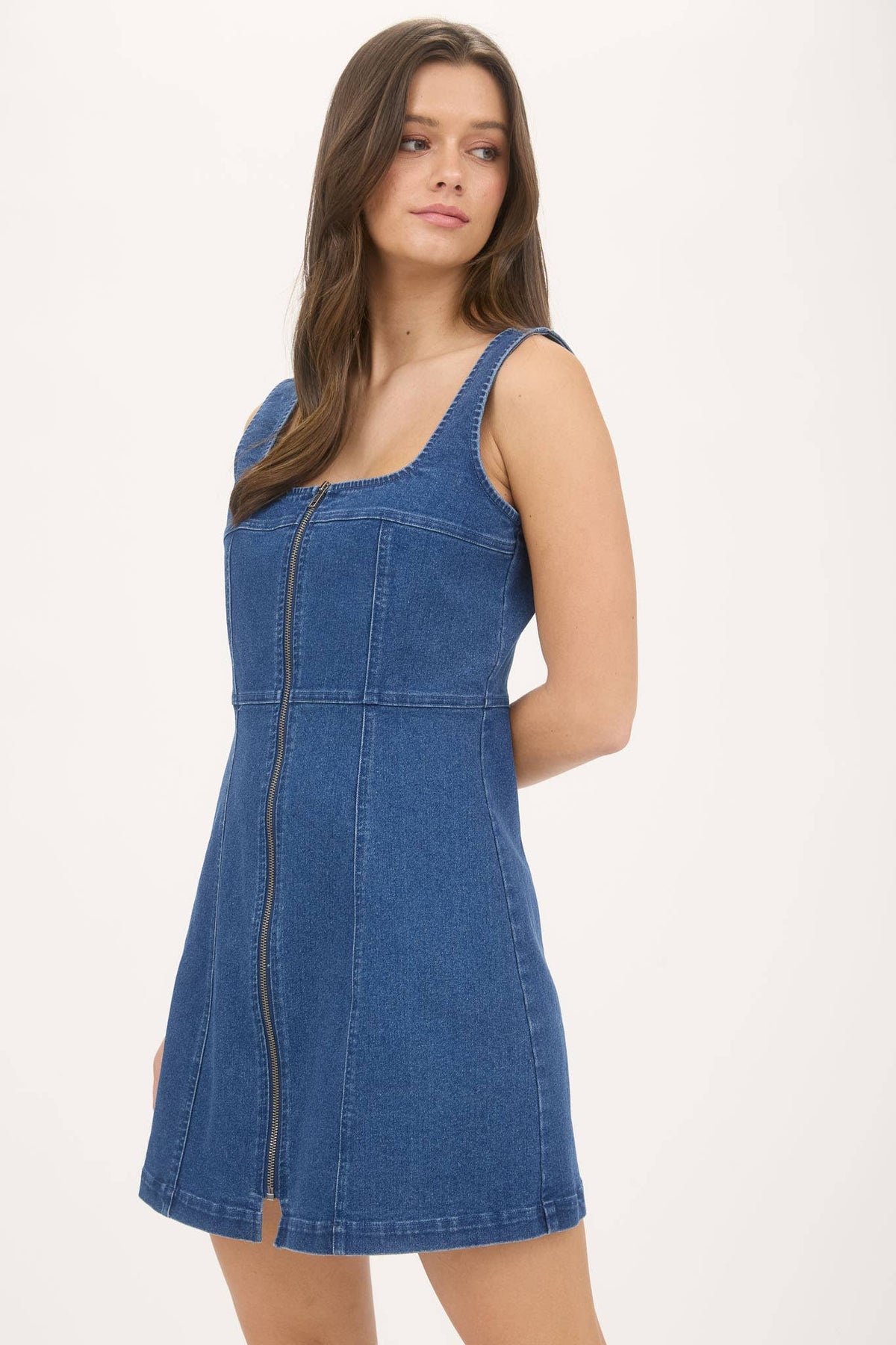 Zip It Denim Mini Dress