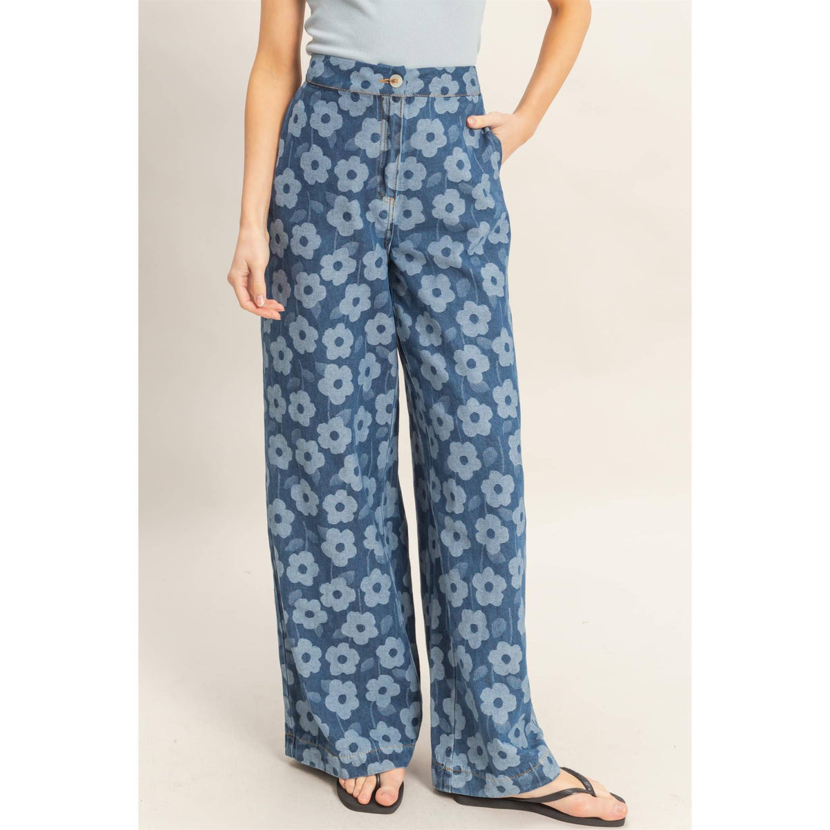 Suki Floral Wide-Leg Jeans