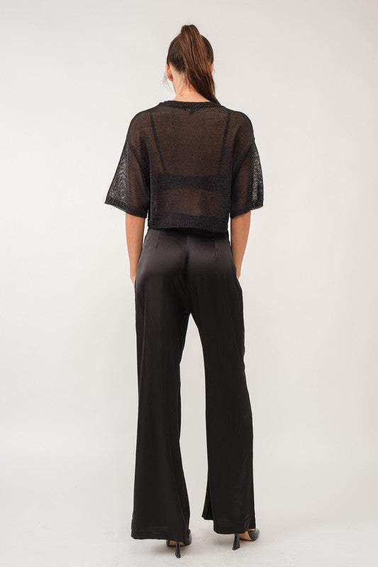 Vixen Black Sheer Cropped Knit Top