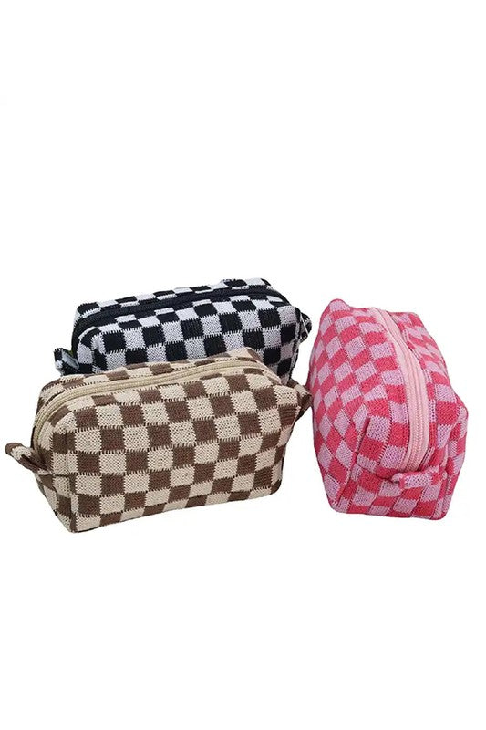 checkered makeup pouch in three colors