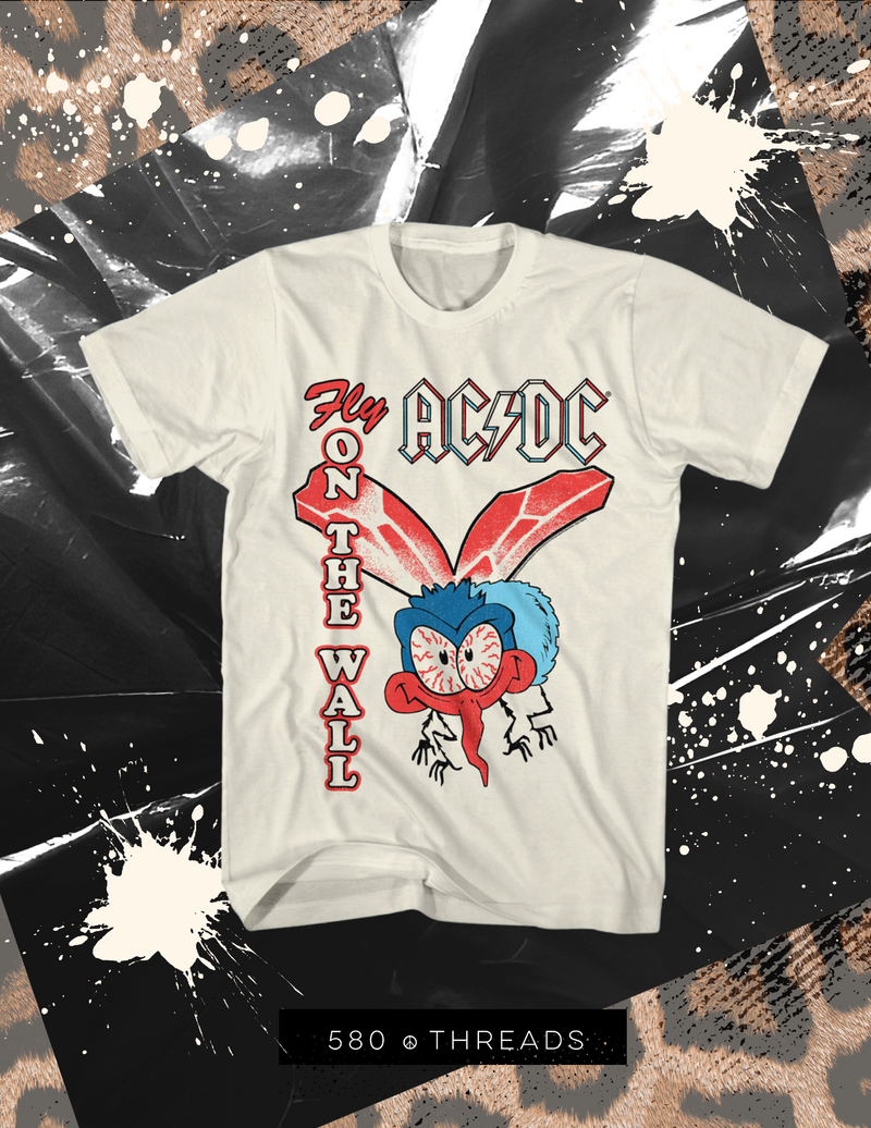 ACDC Fly On The Wall Band Tee in Ivory