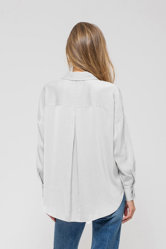 Parker Shadow Stripe  Button Down + White