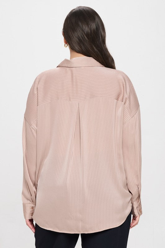 Parker Shadow Stripe  Button Down + Mocha