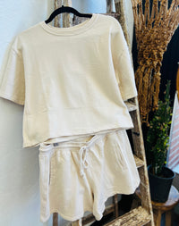 Dolman Sleeve Terry Top + Beige