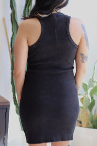 Lets Go Outside Ribbed Tank Dress in Black