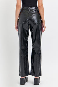 Halle Black Pleather Pants