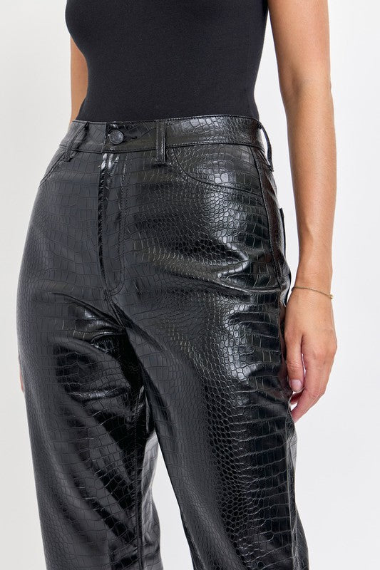 Halle Black Pleather Pants