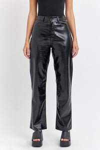 Halle Black Pleather Pants