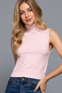 Snow Lodge Sleeveless Turtleneck in Pink