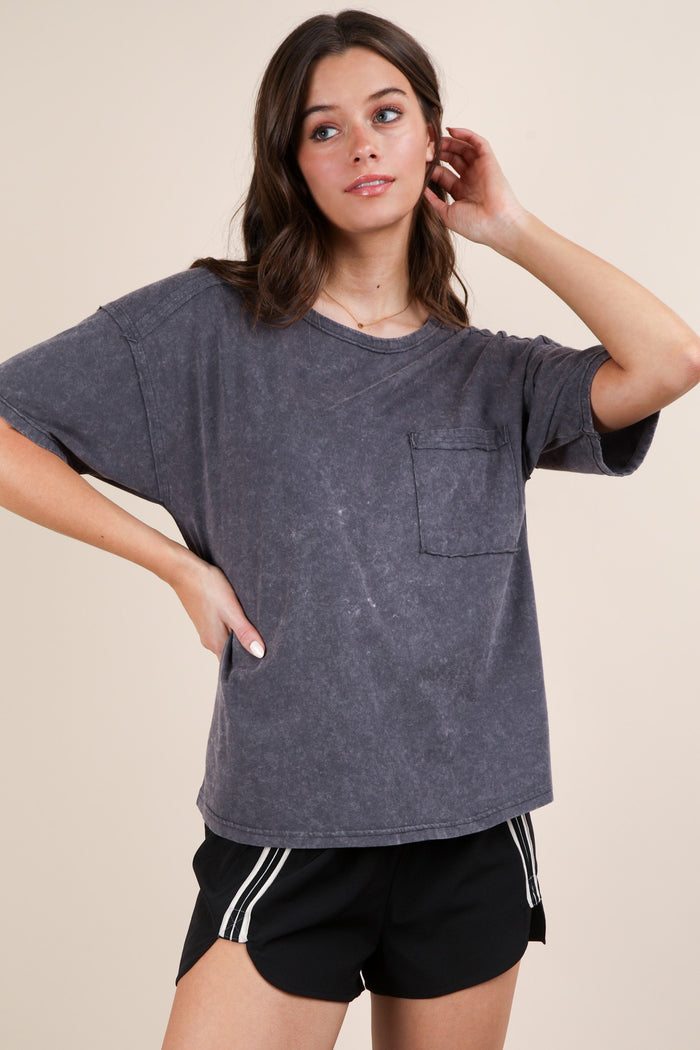 Mineral Wash Tee in Charcoal