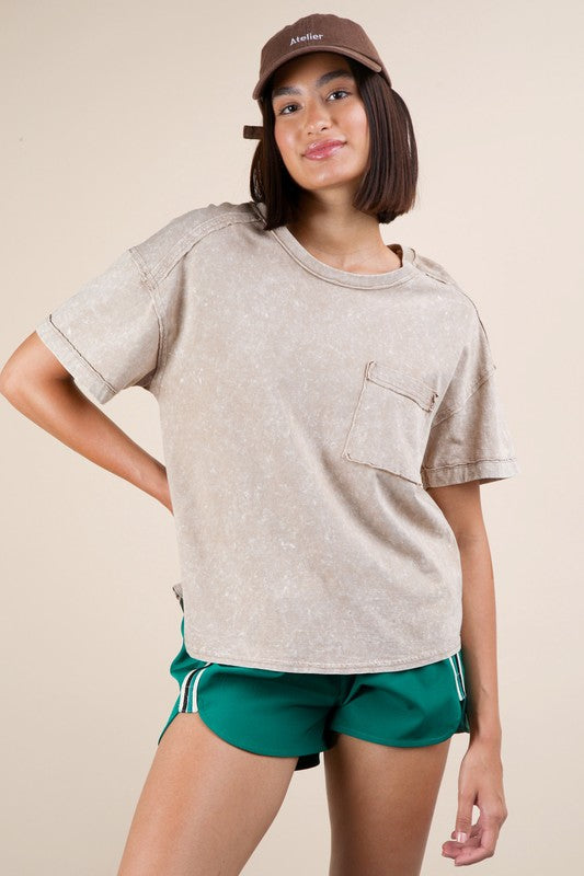 Mineral Wash Tee in Taupe