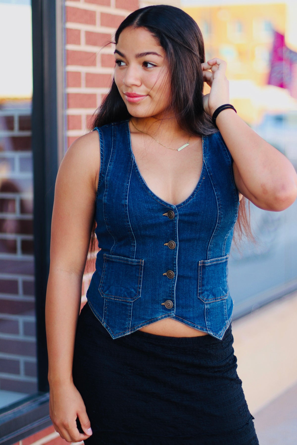 Dark Wash Denim Vest