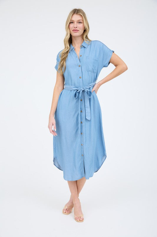 Cheyenne Chambray Button Down Dress