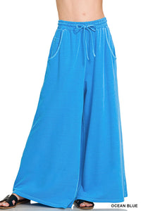Mineral Wash Wide Leg Pants + Ocean Blue