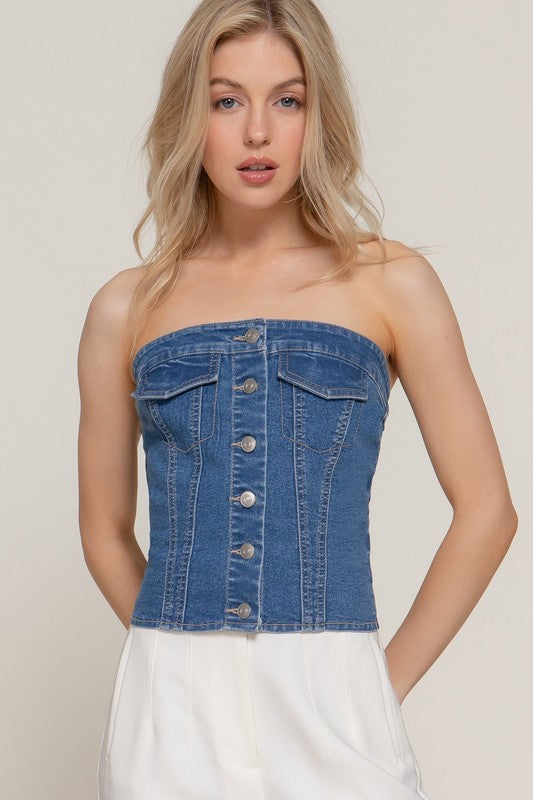 Dolly Denim Tube Top