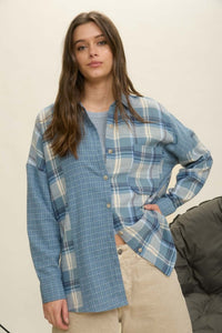 Plaid Contrast Flannel + Blue