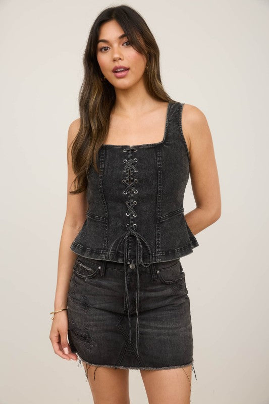 Y'allternative Lace Up Top