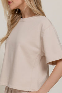 Dolman Sleeve Terry Top + Beige