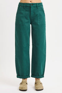 Lucky Green Cropped Barrel Pants