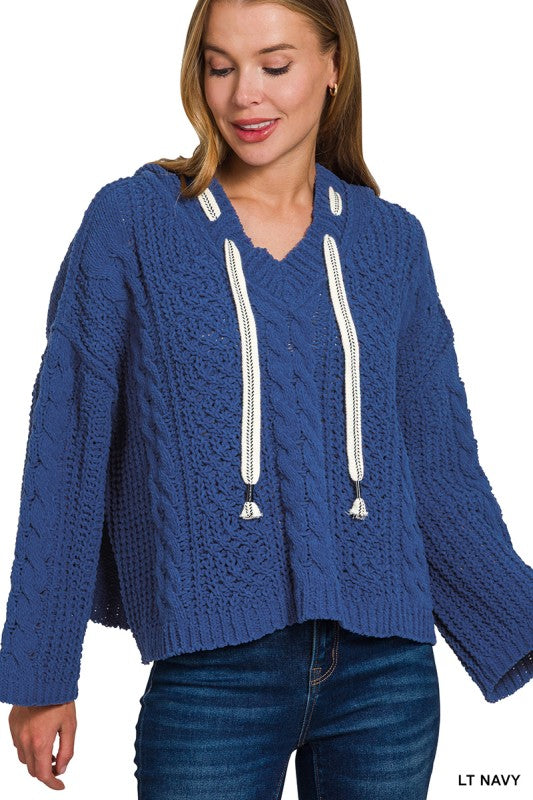 Soft Cable Knit Sweater + Navy