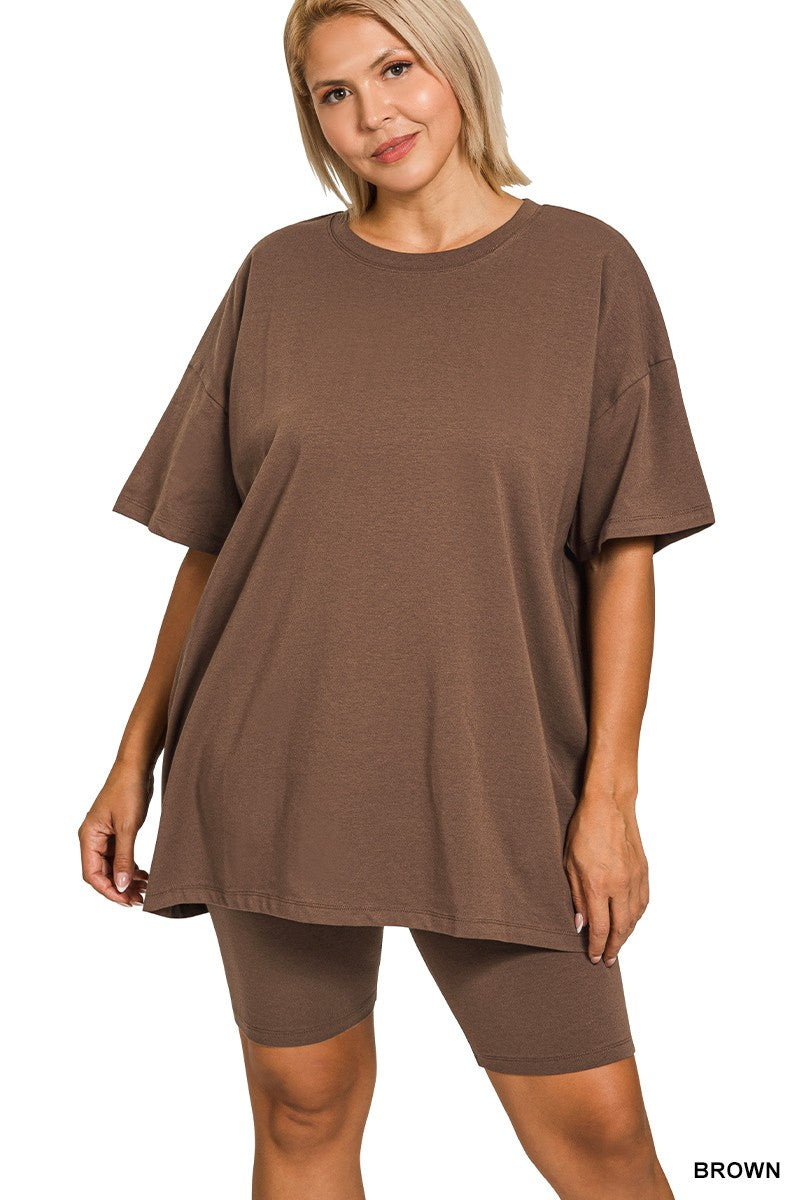 Curve + Cotton Bike Short Set in Brown