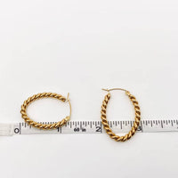 Twisted Oval 18K Gold Plated Hoop Earrings