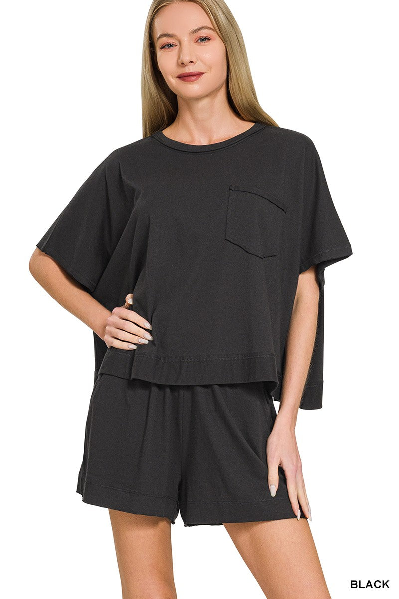 580 Friday - Lexi Boxy Short Set in Black