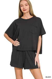 580 Friday - Lexi Boxy Short Set in Black