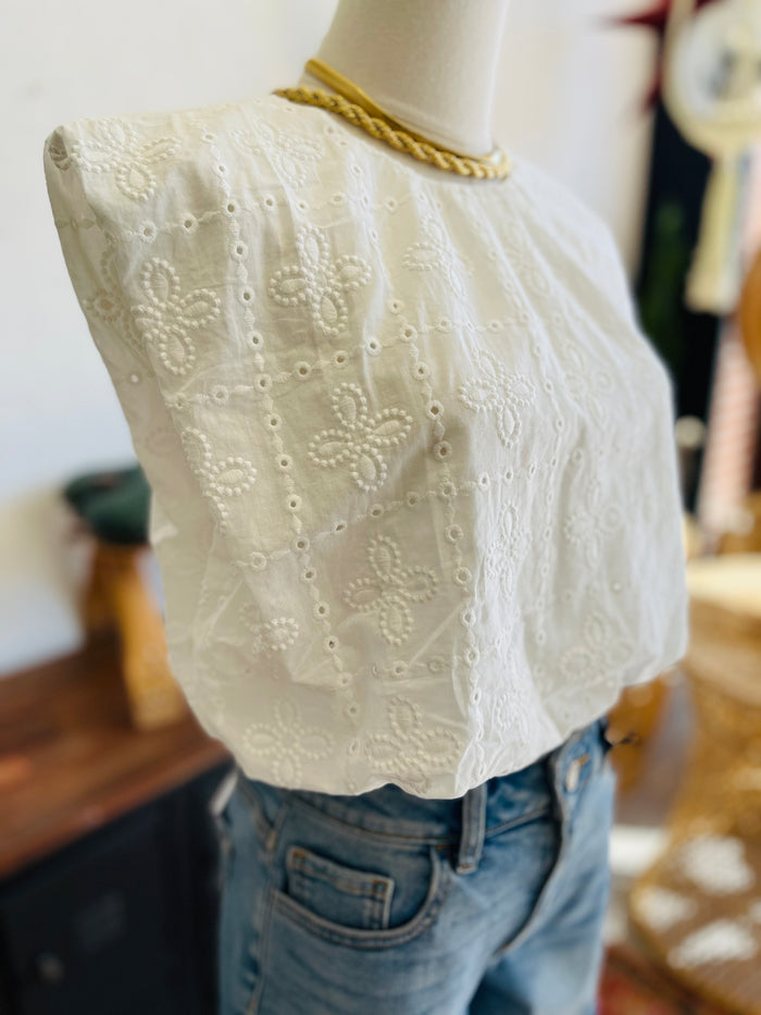 Emory Eyelet Blouse in White