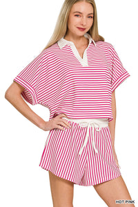 Conrad Striped Short Set + Red
