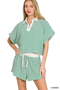 Conrad Striped Short Set + Green