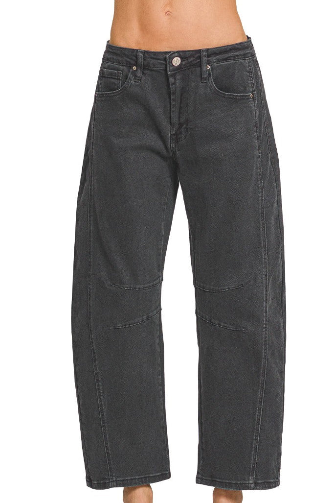 Barrel Leg Jeans + Black