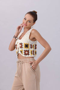 Boho Granny Square Crochet Vest