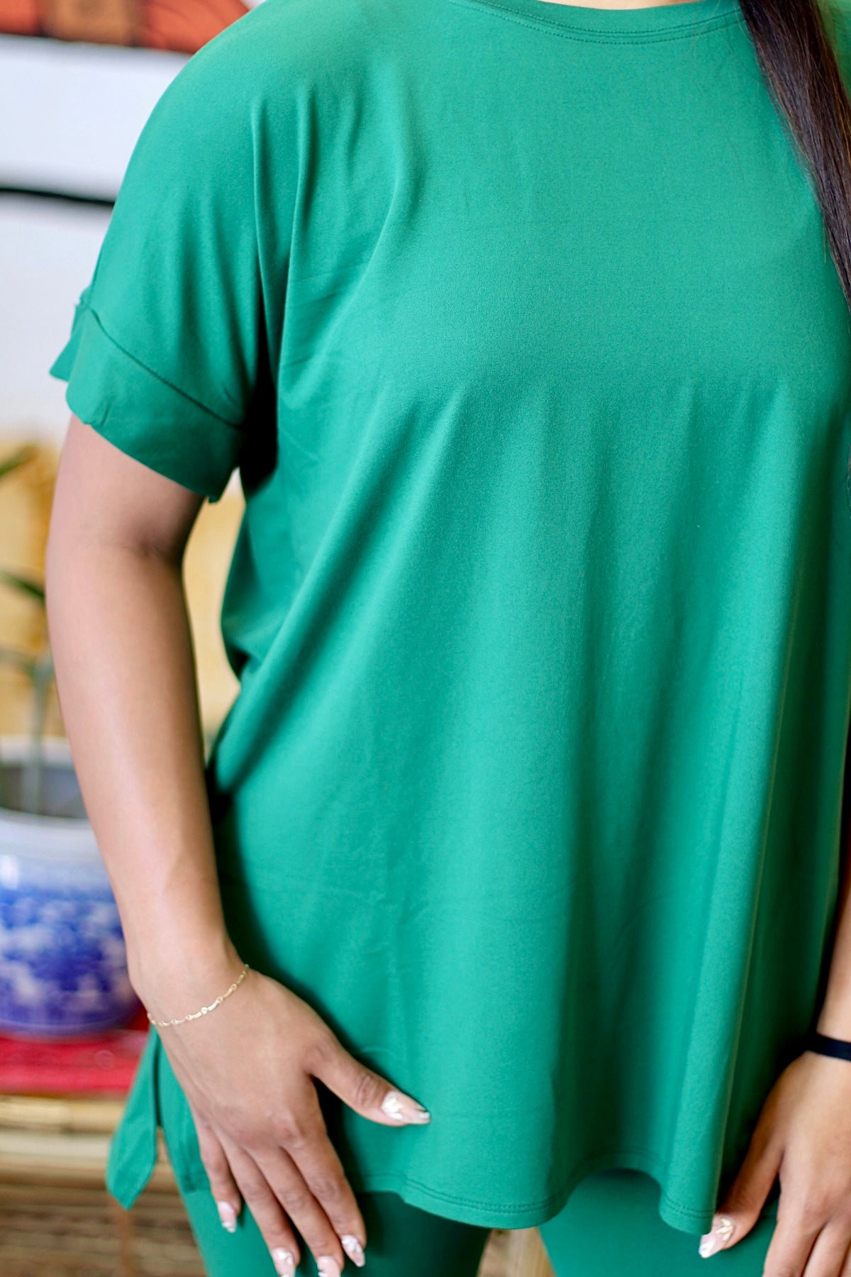 Soft Brushed Bike Short Set in Green